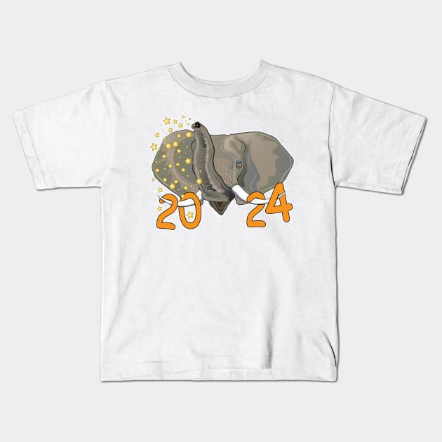 Elephant New Year 2024 Kids T-Shirt by ArticArtac